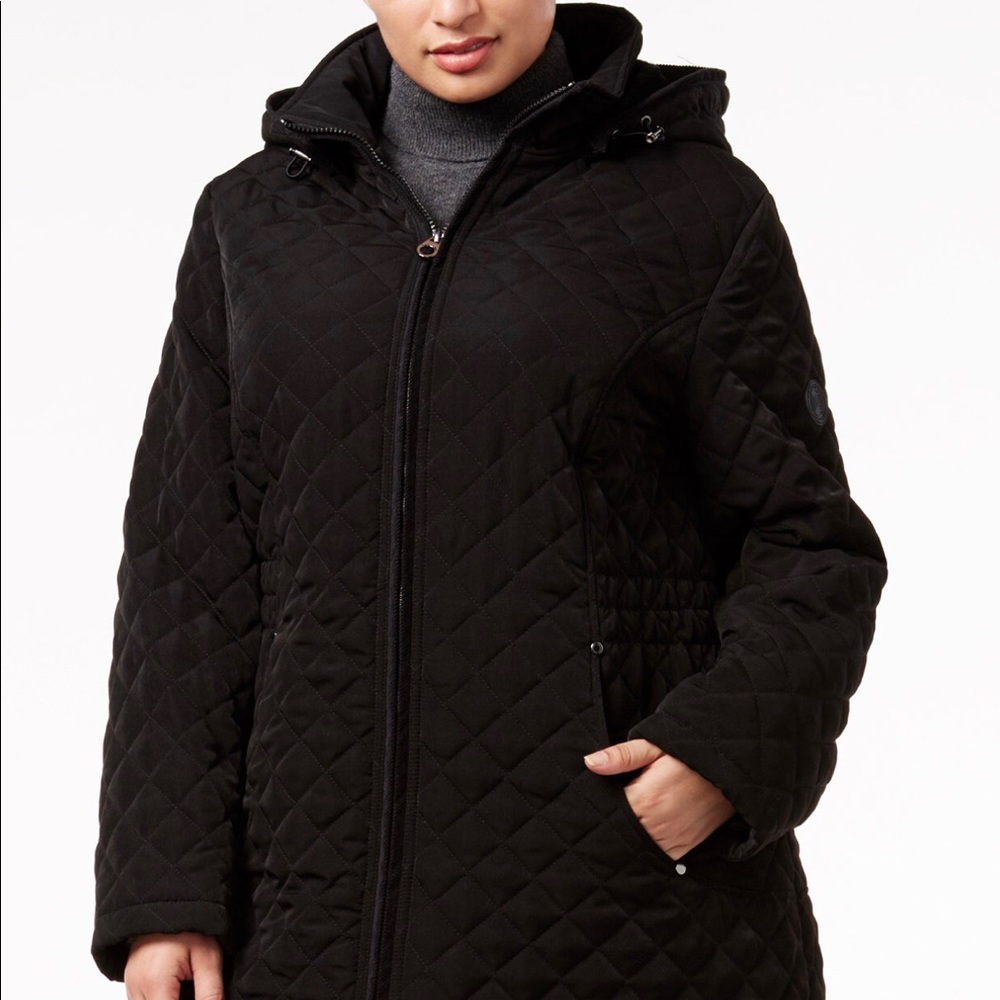 Shelli Segal Plus Hooded Quilt Jacket